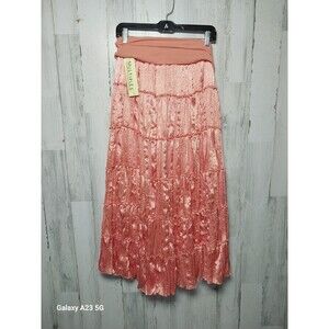 Multiples Women's Medium Peach Tiered Maxi Skirt